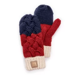 Women's MUK LUKS Colorblock Cable Knit Mittens