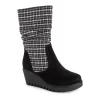 MUK LUKS Vermont Stowe Women's Wedge Boots -Fashion Shoes-Muk Luks 5971468 Houndstooth Black