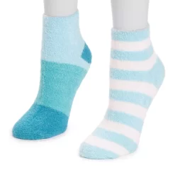 Women's MUK LUKS 2-Pair Fuzzy Aloe Crew Socks