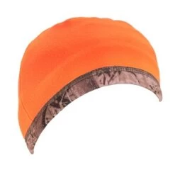 MUK LUKS Quietwear Unisex Reversible Fleece Beanie, Adventure Grey/Orange, One Size Fits Most